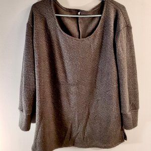 Grey 3/4 Sleeve Knit Sweater